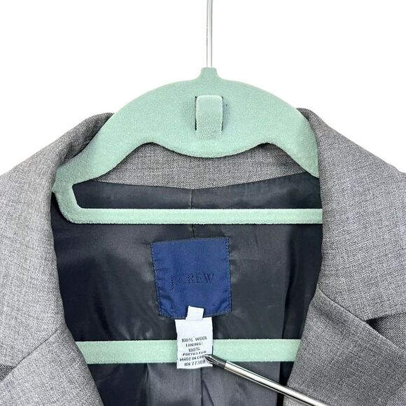 J. Crew Womens Super‎ 120's Blazer Wool Two Button Lined Flap Pockets Gray Sz 8 - Picture 3 of 7